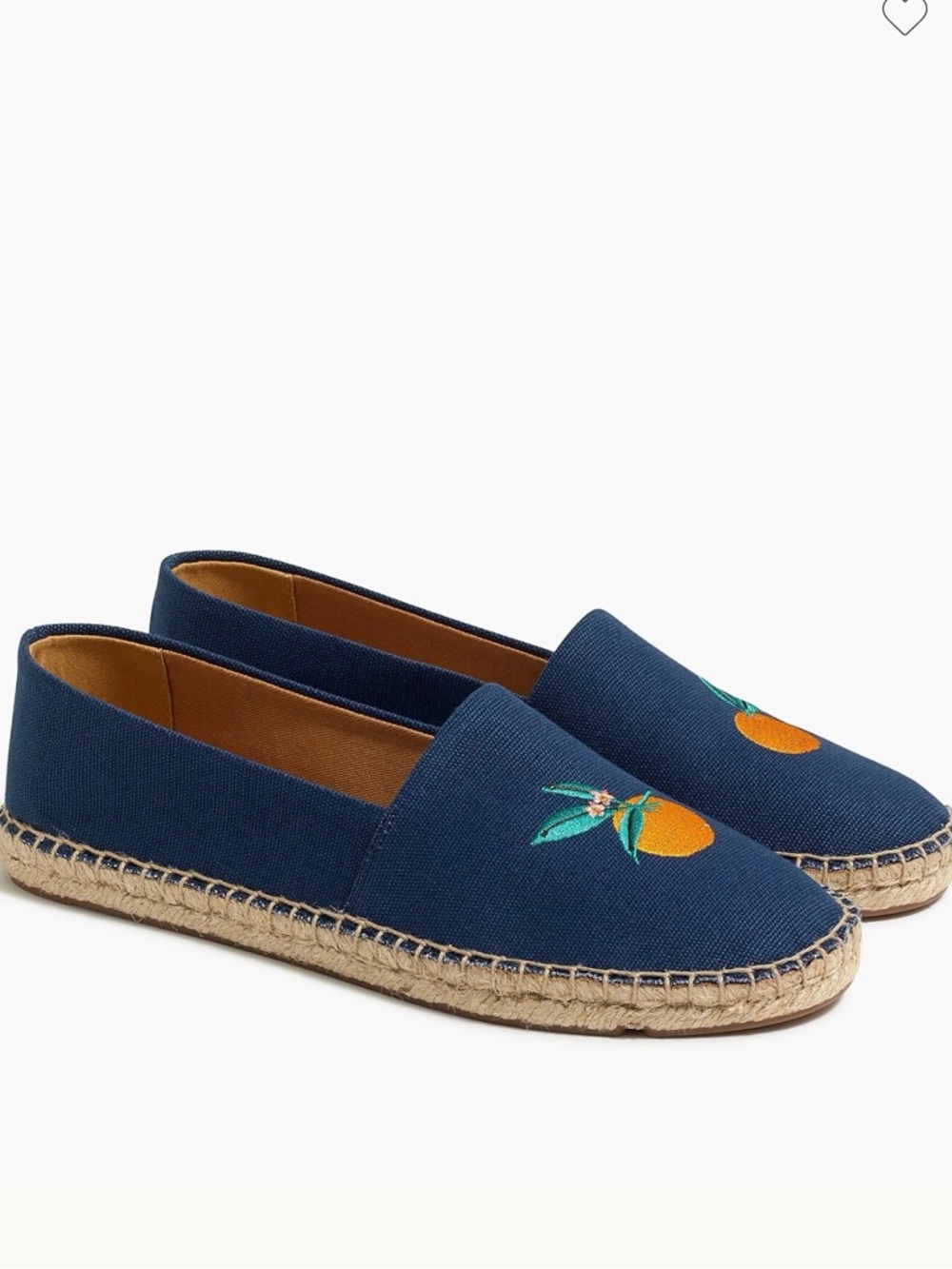 J. Crew Navy Canvas Espadrilles with Orange Embroidery